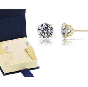 14k yellow gold solitare round  cz STUD EARRINGS